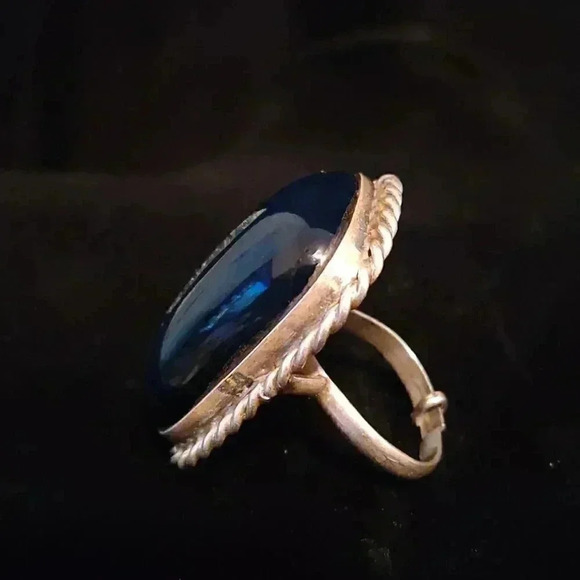 Massive blue Druzy Stone Ring Size 9 - Picture 3 of 4